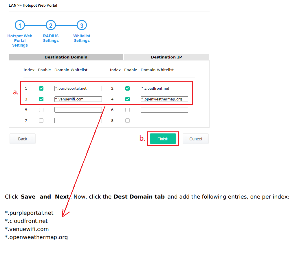 a screenshot of Whitelist Settings page